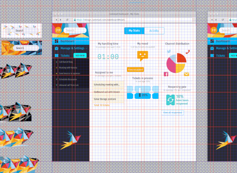 Screenshot from design workflow in the Zammad project